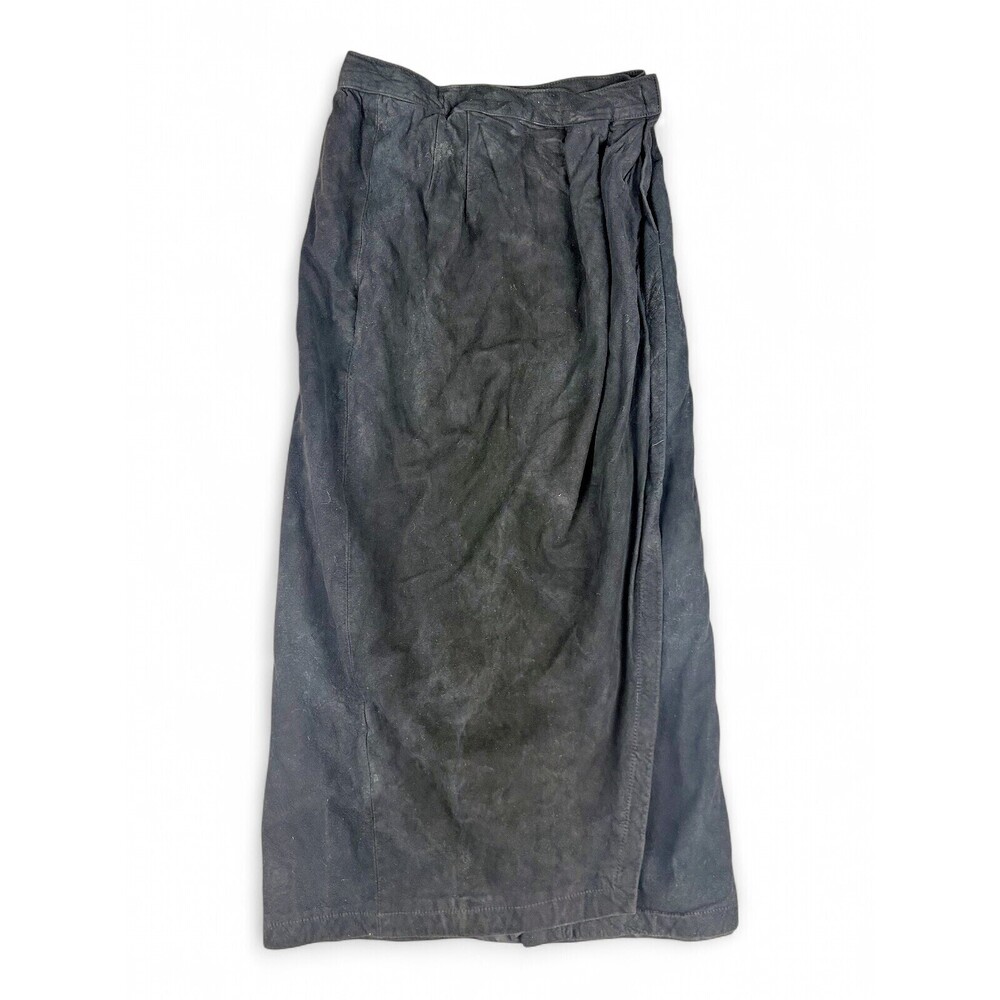 Peruvian Connection Black Lambskin Maxi Skirt Size 6